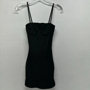 Heiress Beverly Hills Mini Dress Knit Stretch Spaghetti Strap Black Size Medium